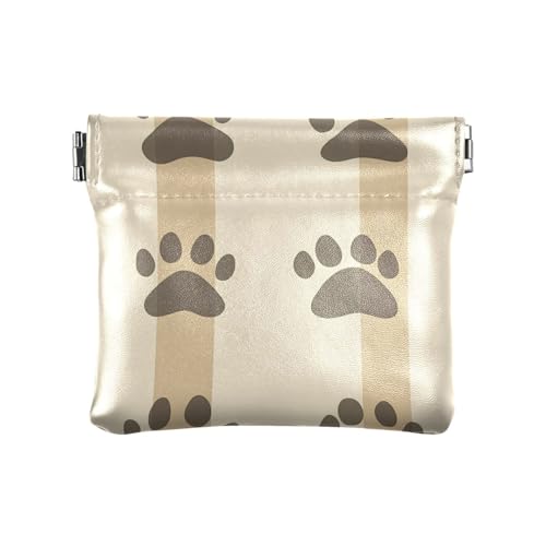 Braune Pastell-Pfotenabdruck-Geldbörse für Damen, Leder, Münzgeldbörse, ausgefallene Kosmetiktasche für Damen und Mädchen von aidingzhi