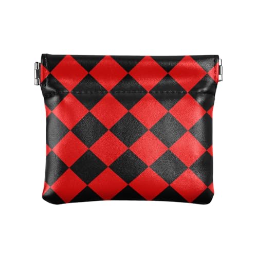 Buffalo Plaid Rot Schwarz PU Leder Kleine Münze Praktische Mini Münzbörse Beutel für Damen Jungen Mädchen Buffalo Plaid Rot Schwarz PU Leder Kleine Münze Praktische Mini Münzbörse Beutel für Damen Jungen Mädchen von aidingzhi