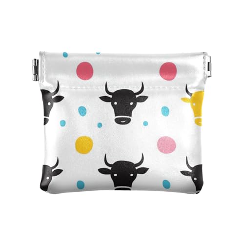 Buffalo Polka Dots Damen Leder Münzgeldbörse Wasserdicht Make-up Tasche Wechselgeldbörse für Frauen Jungen Mädchen, Buffalo Polka Dots, Dekoration von aidingzhi