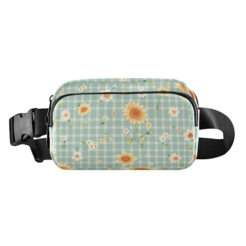Buffalo Schultertasche, kariert, Sonnenblumen, trendige Umhängetasche, Hüfttasche für Damen, Herren, Teenager, wasserdicht, mit verstellbarem Gurt, für Shopping, Sport, Arbeit von aidingzhi