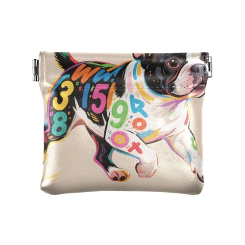 Bunte Graffiti-Bulldogge für Damen, kleine Leder-Münzgeldbörse, wasserdicht, Mini-Kosmetiktasche für Mädchen, Frauen von aidingzhi