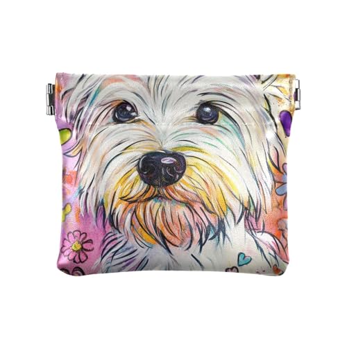 Bunte Illustration Hunde Skizze Damen Leder Münzgeldbörse Geldbörse Geldbörse Wasserdicht Kartenetuis Geld Organizer für Mädchen Frauen Damen von aidingzhi