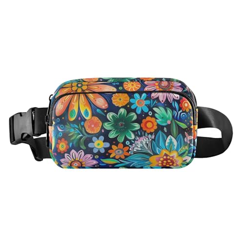 Bunte Mandala-Blumen, modische Hüfttasche für Damen und Herren, kleine Umhängetasche, Anti-Diebstahl-Hüfttasche mit verstellbarem Gurt für Workout, Laufen, Wandern von aidingzhi