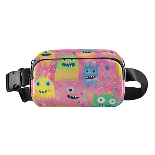 Bunte Monster Pfirsichfarbene Gürteltasche für Herren und Damen, wasserdichte Gürteltasche mit verstellbarem Riemen für Reisen, Laufen, Wandern von aidingzhi