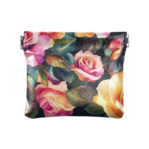 Bunte Rosen Damen Leder Münzgeldbörse tragbar Karten Schlüssel Organizer für Frauen Mädchen von aidingzhi