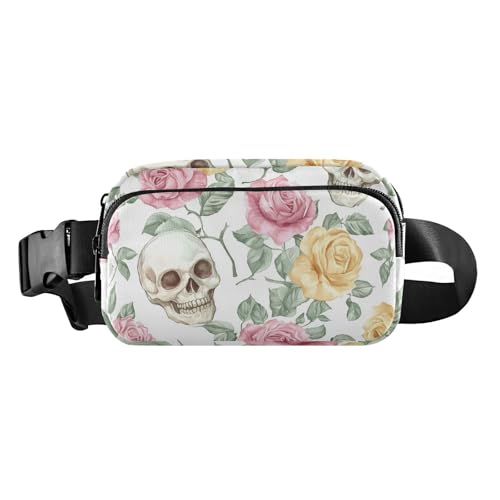Bunte Rosen und Skelette, niedliche Bauchtasche, Hüfttasche für Damen, Herren, Teenager, wasserabweisend, Umhängetasche mit verstellbarem Riemen für Reisen, Laufen, Wandern Bunte Rosen und Skelette, niedliche Bauchtasche, Hüfttasche für Damen, Herren, Teenager, wasserabweisend, Umhängetasche mit verstellbarem Riemen für Reisen, Laufen, Wandern von aidingzhi