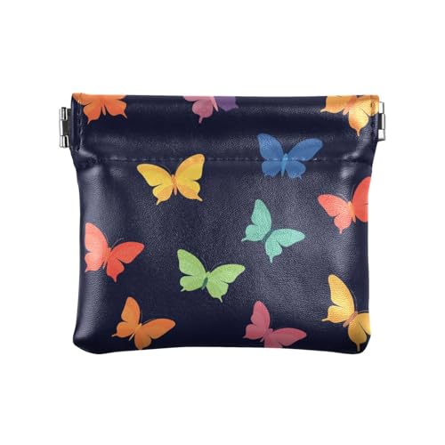 Bunte Schmetterlinge, schwarz, PU-Leder, Kleingeldgeldbörse, tragbar, für Männer und Frauen, Reisen von aidingzhi