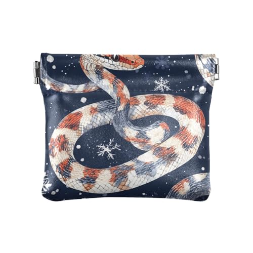 Bunte Vogel's marineblaue Schneeflocken Weihnachten kleine Leder Münzgeldbörse ausgefallenes Reisezubehör für Frauen Mädchen von aidingzhi