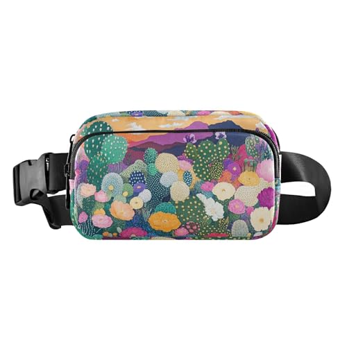 Bunte Wüste mit Kakteen und blühenden Blumen, stilvolle Umhängetasche, Hüfttasche für Damen, Herren, Teenager, kleine Umhängetasche, Sporttasche mit verstellbarem Riemen, für Radfahren, Wandern Bunte Wüste mit Kakteen und blühenden Blumen, stilvolle Umhängetasche, Hüfttasche für Damen, Herren, Teenager, kleine Umhängetasche, Sporttasche mit verstellbarem Riemen, für Radfahren, Wandern von aidingzhi