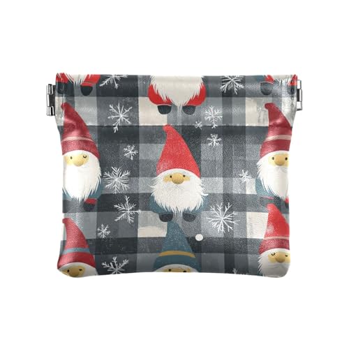 Bunte Zwerge Büffelkarierte Schneeflocken Weihnachten Damen Kleine Leder Münzgeldbörse Geldbörse Geldbörse Wasserdicht Mini Make-up Tasche für Frauen Jungen Mädchen von aidingzhi