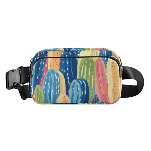 Bunte ästhetische Umhängetasche mit Kaktus, modische Umhängetasche, Hüfttasche für Damen, Herren, Teenager, Mehrzweck-Brusttasche mit verstellbarem Gurt für Reisen, Fitnessstudio, Arbeit von aidingzhi