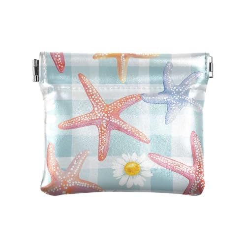 Buntes Seestern-Büffelkariertes Gänseblümchen-Ei, Ostern, Damen, Leder, Münzgeldbörse, Geldbörse, wasserdicht, Schmuck-Organizer für Damen und Mädchen von aidingzhi