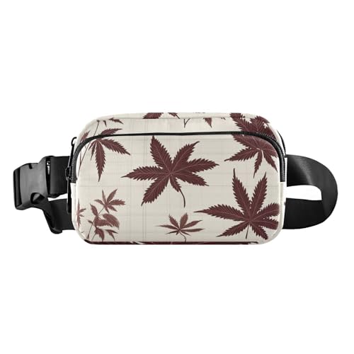 Burgunderrote Marihuana-/Büffelkaro-/Gänseblümchen-Ei-/Oster-Umhängetasche, stilvolle Umhängetasche, Hüfttasche für Damen, Herren, Teenager, Mehrzweck-Crossbody-Tasche mit verstellbarem Riemen für von aidingzhi