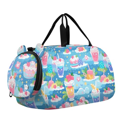 Cartoon Coloful Cute Ice Cream Mädchen Gym Duffel Bag mit Schuhfach Multifunktionale Reisetasche für Jungen und Mädchen, Cartoon-Eiscreme von aidingzhi