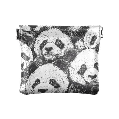Cartoon Cute Black and White Panda Womens Small Leather Change Purse Unique Change Purse with Clasp for Woman Girl von aidingzhi