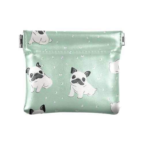 Cartoon-Geldbörse für Damen, niedlicher weißer Hund, PU-Leder, Münzgeldbörse, praktischer Karten-Schlüssel-Organizer für Männer und Frauen, Reisen von aidingzhi