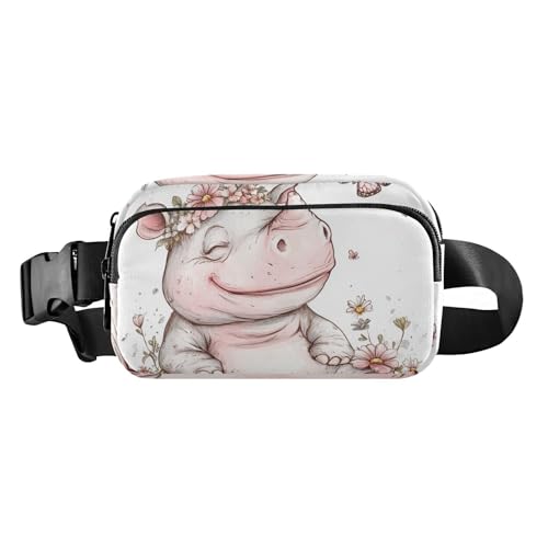 Cartoon-Gürteltasche mit niedlichem Nashorn, Blumen, Schmetterling, stilvolle Bauchtasche für Damen, Herren, Teenager, große Kapazität, Croose-Körper-Geldbörse mit verstellbarem Riemen für Reisen von aidingzhi