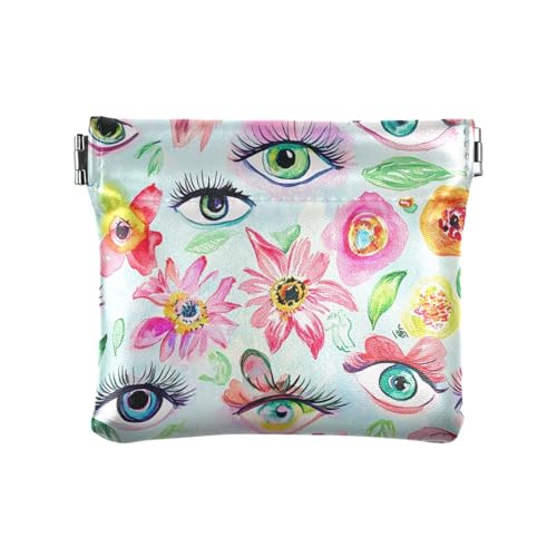 Cartoon Psychedelic Eyes Damen Leder Münzgeldbörse Niedlich Kleingeld Halter Karten Organizer für Frauen Mädchen von aidingzhi