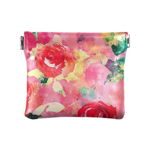 Cartoon Rose Hot Peach Aquarell Damen PU Leder Münzbörse Praktische Tasche Geldbörse Make-up Tasche für Frauen Cartoon Rose Hot Peach Aquarell Damen PU Leder Münzbörse Praktische Tasche Geldbörse Make-up Tasche für Frauen von aidingzhi