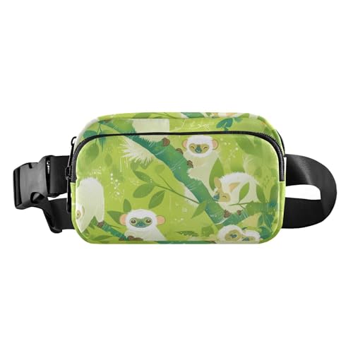 Cartoon Sifaka Gürteltasche für Damen, Herren, Teenager, wasserabweisend, Crossbody-Sporttasche mit verstellbarem Gurt, für Reisen, Laufen, Wandern, Hellgrün Cartoon Sifaka Gürteltasche für Damen, Herren, Teenager, wasserabweisend, Crossbody-Sporttasche mit verstellbarem Gurt, für Reisen, Laufen, Wandern, Hellgrün von aidingzhi