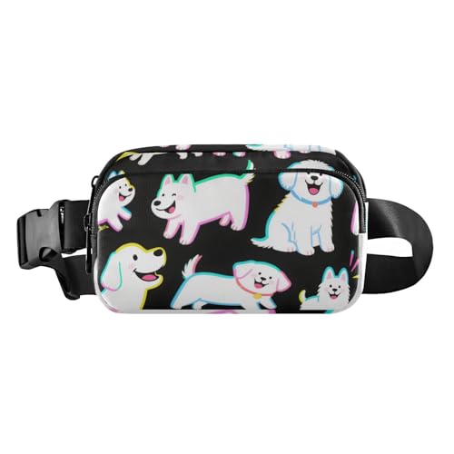 Cartoon-Umhängetasche mit süßem weißem Hund, niedlicher Hüfttasche, Umhängetasche für Damen, Herren, Teenager, Mehrzweck-Umhängetasche mit verstellbarem Riemen für Reisen, Laufen, Wandern von aidingzhi