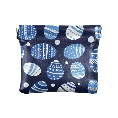 Cartoon süße blaue und weiße Ostereier Frauen PU Leder Münzbörse Tragbare Bargeld Münze Geldbörse für Frauen Jungen Mädchen von aidingzhi