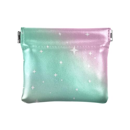 Childish Damen Geldbörse aus Leder, Neon-Stern-Farbverlauf, Pfirsichgrün, klein, tragbar, Make-up-Tasche, Wechselgeldbörse für Damen und Mädchen von aidingzhi