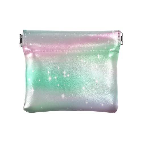 Childish Star Green Peach Gradient Damen Leder Münzbörse Geldbörse Einzigartige Kosmetiktaschen für Männer Frauen Reisen von aidingzhi