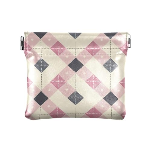 Childish Tartan Check Pattern Rose Beige Texture Women Leather Cash Wallet Cute Mini Coin Purse Pouches for Women von aidingzhi