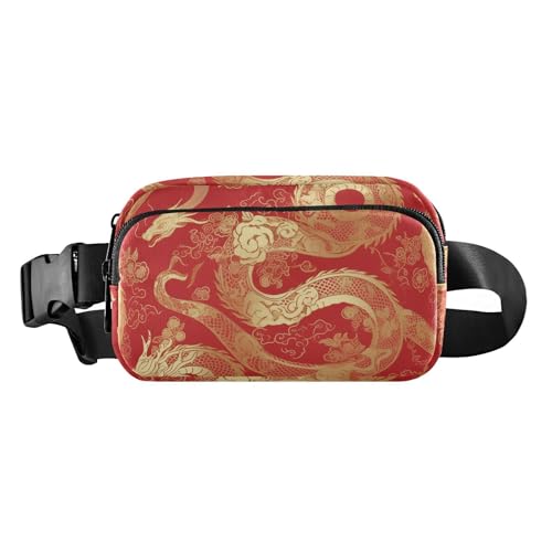 Chinesischer goldener Drache, modische Umhängetasche, Hüfttasche für Damen und Herren, Mehrzweck-Crossbody-Tasche mit verstellbarem Riemen für Reisen, Laufen, Wandern von aidingzhi