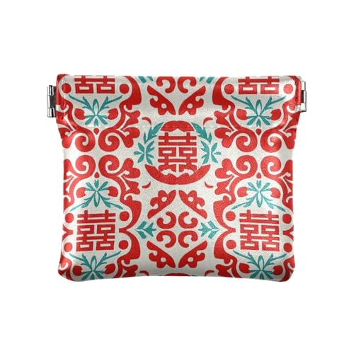 Chinesisches einzigartiges kulturelles Liebesmuster Damen Leder Münzgeldbörse Wasserdicht Mini Kartenhalter Geldbörse für Männer Frauen Reisen von aidingzhi