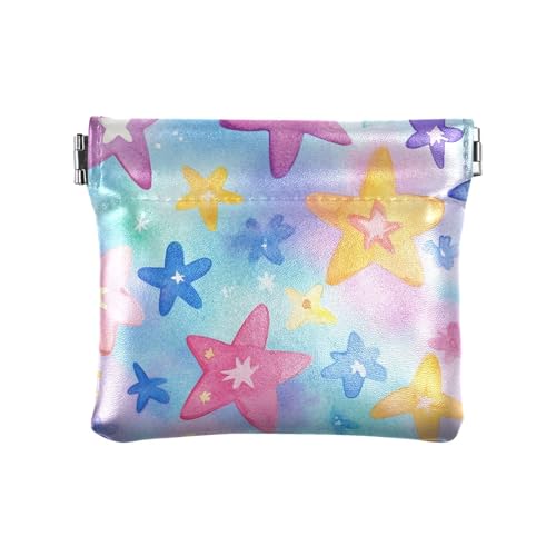 Colorful Stars Damen PU Leder Münzbörse Wasserdicht Mini Make-up Tasche für Mädchen Damen Handtasche von aidingzhi