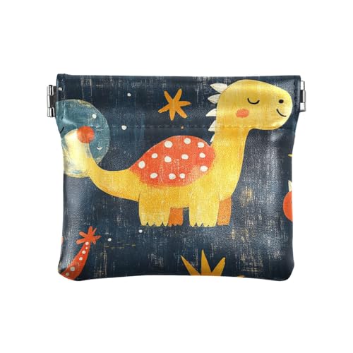 Coole Dinosaurier Mid Century Modern Style Damen Kleine Leder Münzbörse Einzigartige Kleingeldbörse für Frauen, Cooler Dinosaurier-Design; moderner Stil, Dekoration von aidingzhi