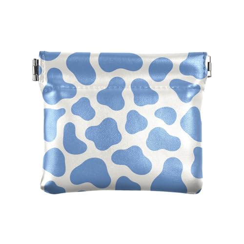 Cow Print Blau Damen Leder Münzbörse Geldbörse Einzigartige Mini Geldbörse Geldbörse für Mädchen Frauen Damen von aidingzhi