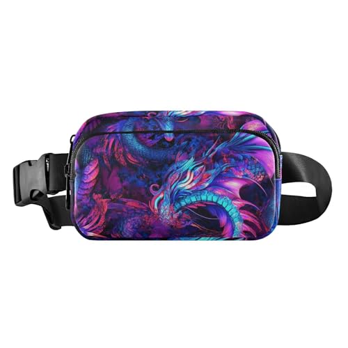 Cyberblue Gürteltasche mit violettem Drachen-Motiv, für Damen, Herren, Teenager, kleine Umhängetasche, Diebstahlschutz, Hüfttasche mit verstellbarem Riemen für Einkaufen, Sport, Arbeit von aidingzhi