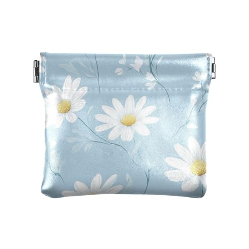 Daisy Babyblau Damen Leder Münzgeldbörse tragbar Mini Kartenhalter Geldbörse für Mädchen Damen Handtasche von aidingzhi