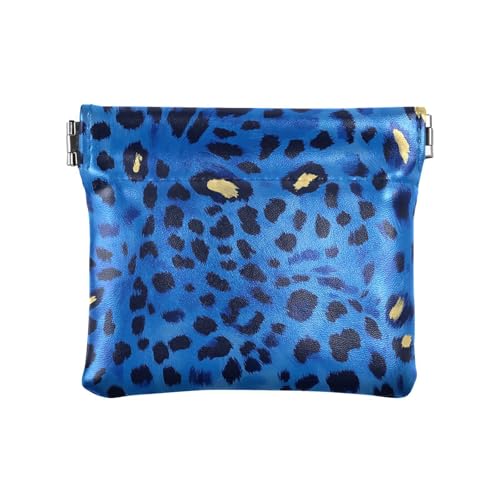 Damen-Geldbörse aus Leder, Leopardenmuster, praktischer Verschluss, Kartenhalter für Männer und Frauen, Reisen, Blauer Leopard, Dekoration von aidingzhi