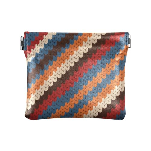 Damen Geldbörse aus Leder, gestrickt, gestreift, praktische Tasche, Make-up-Tasche für Damen und Mädchen, Rot und Blau von aidingzhi