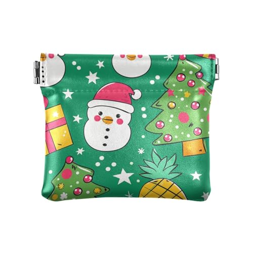 Damen Geldbörse mit Weihnachtsbaum, Ananas, Schneeküken, Leder, Münzgeldbörse, wasserdicht, Mini-Kosmetikkoffer für Frauen und Mädchen von aidingzhi