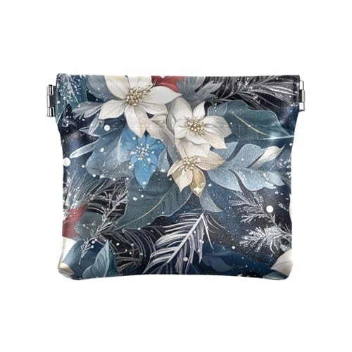 Damen-Geldbörse mit weihnachtlichem Blumenmuster, Leder, Münzgeldbörse, ausgefallenes Reisezubehör für Frauen und Mädchen von aidingzhi