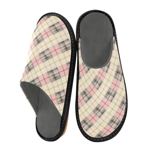 Damen-Hausschuhe, Hausschuhe, Memory-Schaum, warmes Haus für gemütliche Frauen, Childish Tartan Check Pattern Rosy Beige, 44/45 EU Damen-Hausschuhe, Hausschuhe, Memory-Schaum, warmes Haus für gemütliche Frauen, Childish Tartan Check Pattern Rosy Beige, 44/45 EU von aidingzhi