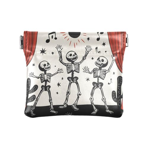 Dancing Skull Simple Damen Leder Münzbörse Einzigartige Make-up-Tasche Wechselgeldbörse für Frauen Jungen Mädchen von aidingzhi