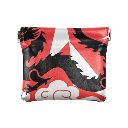 Dragon Damen Leder Münzbörse Fancy Mini Kleingeld Geldbörse Münzfach für Männer Frauen Reisen Schwarz von aidingzhi