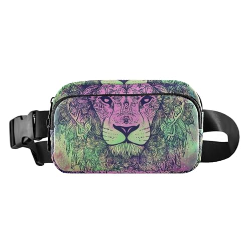 Dream Bohemian Starry Lion Fashion Hüfttasche Bauchtasche für Damen Herren Teenager Kleine Bauchtasche Gürtel mit verstellbarem Gurt für Workout Laufen Wandern von aidingzhi