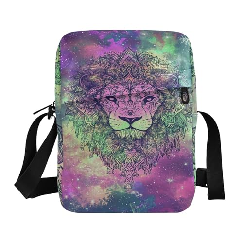 Dream Bohemian Starry Lion Messenger Bag für Herren, Umhängetasche, Handtasche für Reisen, verstellbarer Riemen für Schule, Freizeit von aidingzhi