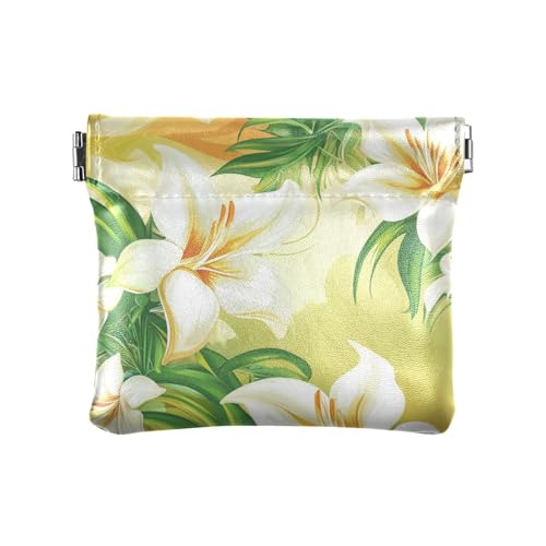 Easter Lily Happy Easter Damen Herren Leder Münzgeldbörsen Praktische Mini-Kartenhalter Geldbörse für Frauen, Osterlilie Frohe Ostern, Dekoration von aidingzhi