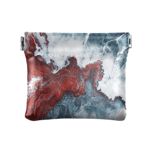 Ed and Blue Marble Texture Women Leather Cash Wallet Waterproof Change Purse with Clasp for Girls Ladies Handbag von aidingzhi