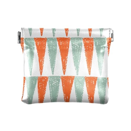 Einfache geometrische Barb Orange Grün Damen Kleine Leder Münzbörse Tragbare Mini Make-up Tasche für Frauen Jungen Mädchen von aidingzhi