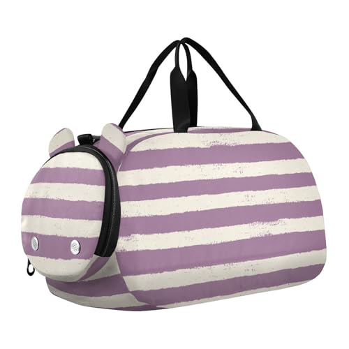 Einfache geometrische lila horizontale Streifen kleiner Turnbeutel mit Schuhfach leichte Sporttasche für Jungen und Mädchen, Einfache, geometrische violette horizontale Streifen von aidingzhi