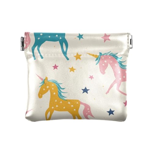 Einhörner Damen Herren Leder Münzgeldbörsen Niedlich Make-up Periode Tasche für Frauen von aidingzhi